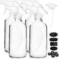 Youngever 4 Pack Empty Glass Spray Bottle, 16 Ounce Clear Glass Spray Bottle for Essential Oils with Extra Durable Trigger Sprayers