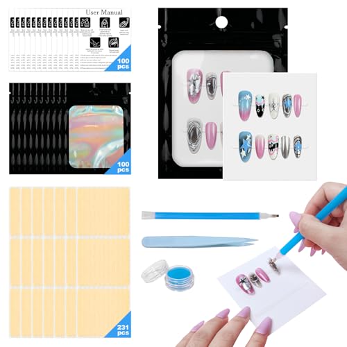 Press On Nail Storage Set: 100 Bags, Cards & Accessories