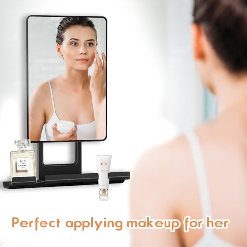 deweisn Fogless Shower Mirror, 360¡Æ Rotation Adjustable Shaving Mirror,Bathroom Shower Mirror with Multifunctional Storage Tray and Razor Holders