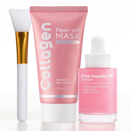 Collagen mask Hydrolyzed &Niacinamide Peel-Off Mask Overnight ,Radiant and Revitalized Skin ? Korean Face skincare for Hydration & Elasticity,Infused with Peptides & PDRN Serum for Smooth,Set