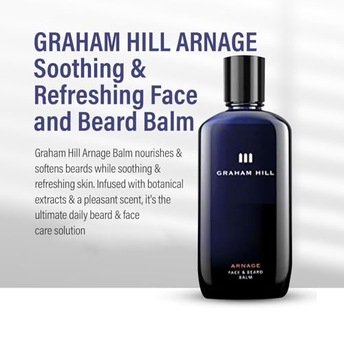 Graham Hill Arnage Soothing & Refreshing Face and Beard Balm for Men, 100ml - Men's Face Moisturizer, Vegan Beard Moisturiser for Men with Panthenol, Jojoba Oil & American Cuckoo Flower