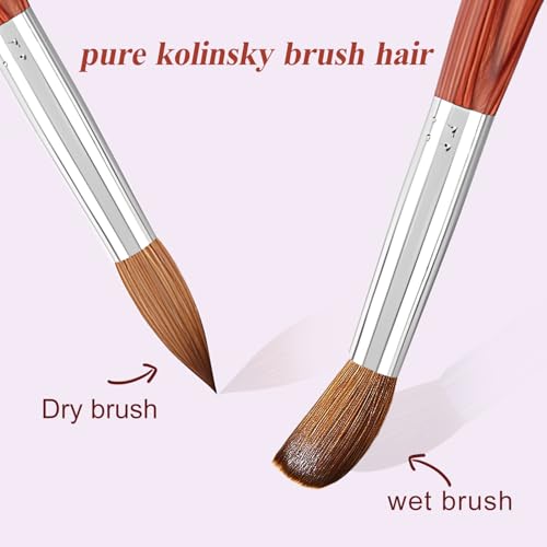Kolinsky Acrylic Nail Brush Size #18, Pure Kolinsky Nail Art Brushes for Nails Art Extension & Acrylic Powder Application, Red Wood Hand Nail Brush Salon-Grade Manicures Home