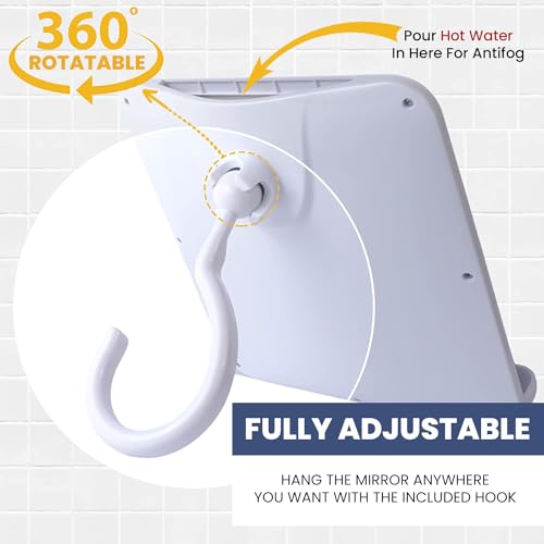Fogless Shower Mirror with Razor Holder – 8" Real Glass