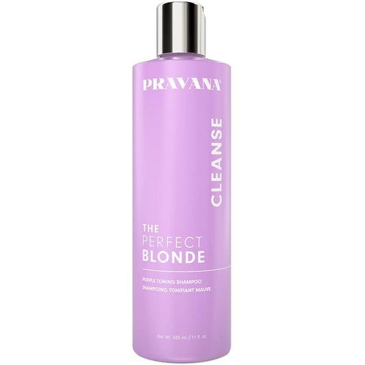 Pravana The Perfect Blonde Purple Toning Shampoo | Neutralizes Brassy, Yellow Tones | For Color-Treated Hair | Adds Strength, Shine, Elasticity | Sulfate Free | 11 Fl Oz