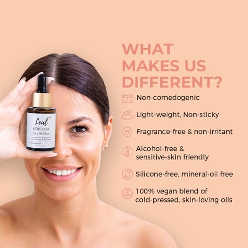 Leal Brightening Facial Oil, Rosehip Glow Face Oil, Rose Hip Drops, Pigmentation & Dark spots, Rose Squalane Oil For Face, Squalane Oil with Vitamin E - 25ml