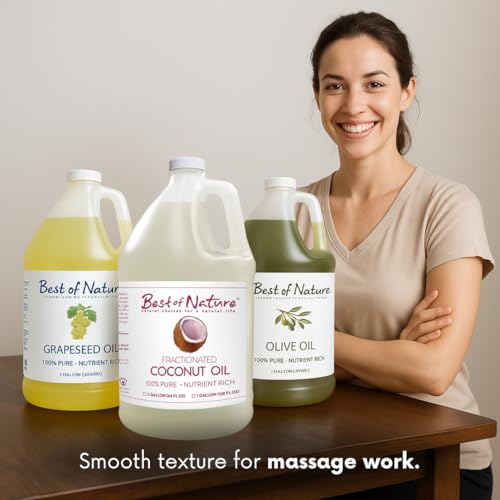 Best of Nature 100% Pure Olive Massage & Body Oil ? Cold Pressed, Natural & Unscented Moisturizer for Skin, Hair & Bath, 1 Gallon (128 fl oz)