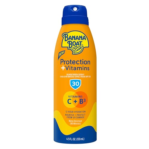 Banana Boat Protection + Vitamins Sunscreen Spray SPF 30 | Moisturizing Spray Sunscreen SPF 30 with Vitamin C & Vitamin B3 Niacinamide, 4.5oz
