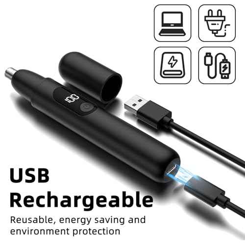 Smity Ear and Nose Hair Trimmer Professional Painless Eyebrow Trimmer for Men and Women Battery-Operated Dual-Edge Blades Built-in LED Light
