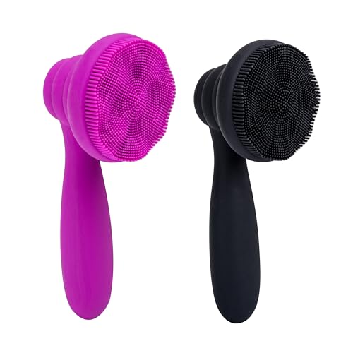 Silicone Facial Cleansing Brush Set - 2 Pack Manual Face Exfoliator