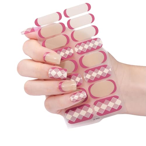 Yabonica 6 Sheets 96pcs Nail Wraps Stickers, DIY Press on Nail Polish Strips Self-Adhesive Full Wraps Nail Art with Mini Nail Files (W001)