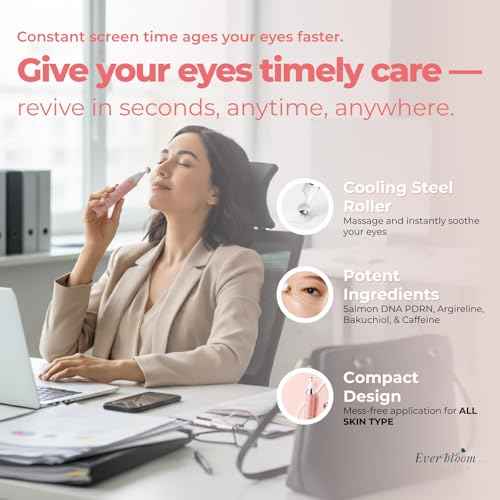 Salmon DNA PDRN Eye Serum Roller with Bakuchiol, Argireline Peptide, Caffeine for Fine Lines, Puffiness, Refreshing Care for Tired Eyes, Puffiness & Hydration, Gentle Korean Eye Treatment 0.5 fl. oz