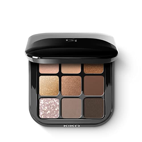 Kiko Milano Glamour Multi Finish Eyeshadow Palette - 9 Color Matte, Metallic, Sparkly Shades for Trendy Looks