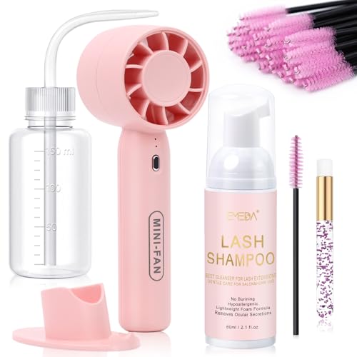 EMEDA Lash Shampoo Kit with USB Fan Dryer & Cleansing Brush