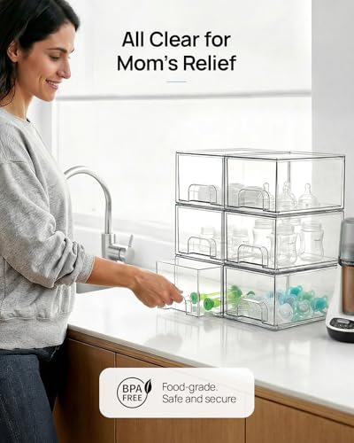 Vtopmart 2 Pack Stackable Acrylic Drawer Organizers – Clear Storage Bins