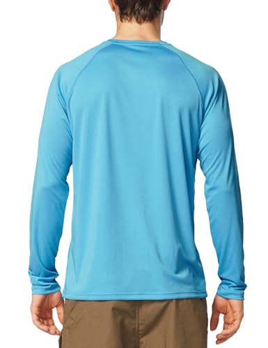 BALEAF Men's Sun Protection Shirts UV SPF T-Shirts UPF 50+ Long Sleeve Rash Guard Fishing Running 2 Pack Blue Size L