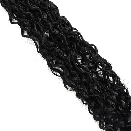 LMZIM 24 inch Boho Locs Crochet Hair 8 Packs Goddess Faux Locs Crochet Hair for Black Women Hippie Locs Crochet Hair Pre Looped River Locs Crochet Hair with Curly Ends 1B