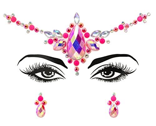 Face Jewels Rhinestone Stickers Set - 6 Sheets Festival & Halloween
