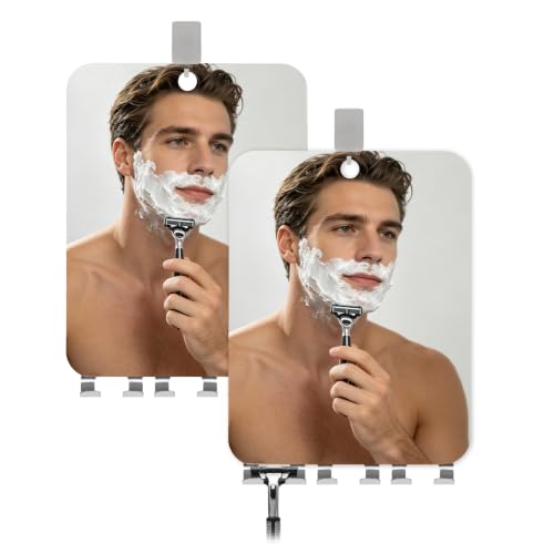 Fogless Shower Mirror with Razor Holders - 2 Pack, 10" x 8"
