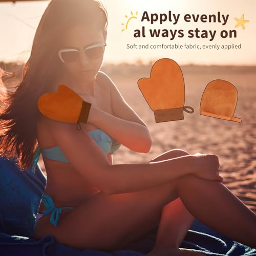5 in 1 Self Tanner Mitt Applicator Kit - Professional Self Tanning Mitt & Back Applicator, Includes Face Tanner Mitt & Body Brush for Streak-Free, Palm-Free Tan