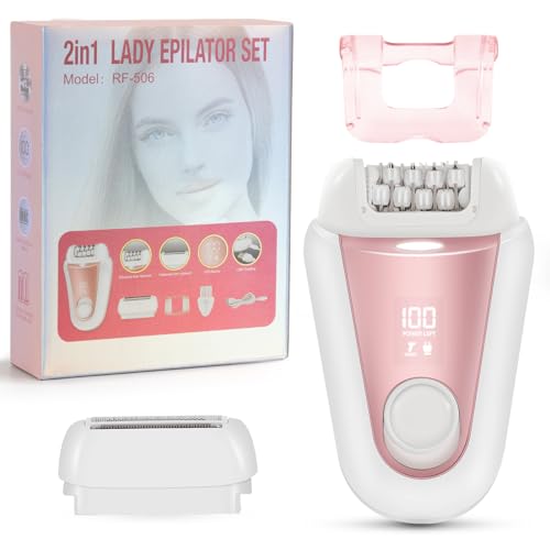 YHC Epilator for Women ? Cordless 2-in-1 Hair Removal with 32 Tweezers, Rechargeable Electric Shaver for Legs, Arms & Body