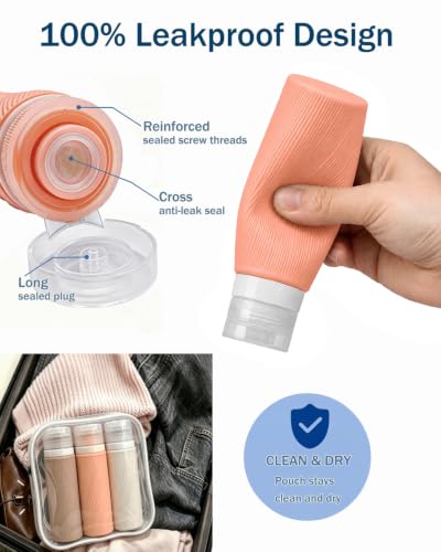 Redfly 13-Piece TSA Approved Travel Bottles Set - Leak-Proof Silicone Containers