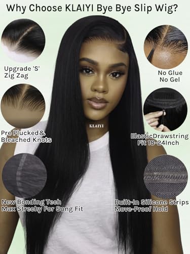 KLAIYI Yaki Straight 7X5 Lace Front Human Hair Wig - 20 Inch