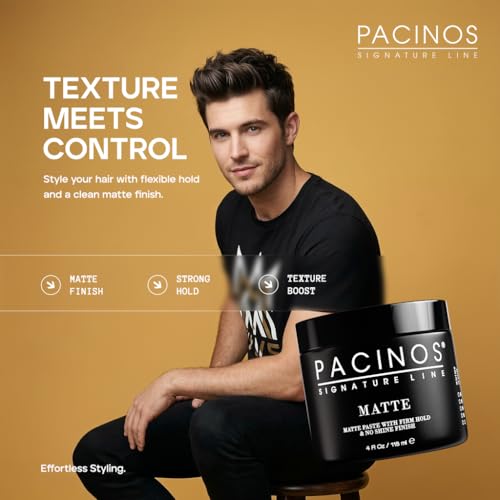 Pacinos Matte Hair Paste for Men | Medium-Firm Hold, No Shine, 4 fl oz