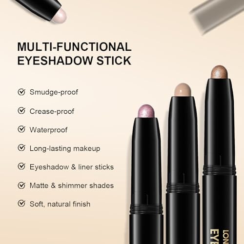 Chifure Eyeshadow Stick - Waterproof Shimmer & Matte (2 Pack)