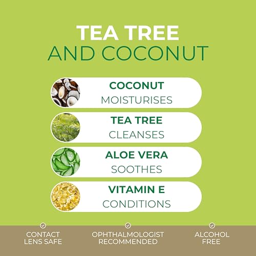 NOVEHA 3 Pack Tea Tree & Coconut Oil Eyelid & Lash Wipes for Demodex & Itchy Eyes