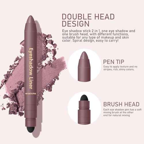 Freshlus Shadow Liner Duo - Shadow Liner 2-In-1 Eyeliner & Eyeshadow Plum, Waterproof & Smudge-Proof, All-Day Wear with Smudge Brush, Creamy Easy-Glide, For Effortless Smoky Or Natural Eye Makeup