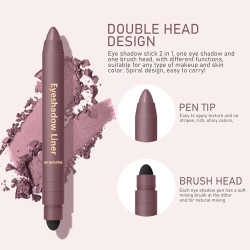 2 in 1 Eyeliner and Eyeshadow Plum, Eyeshadow Stick and Liner Duo, Waterproof, Smudge-Proof, Effortless Smoky or Natural Eye Makeup (2Pcs B)
