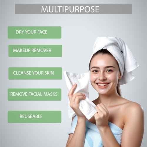 XL Disposable Face Towels 10¡± x 12¡± Eucalyptus Fiber Face Towelettes, Ultra Soft Facial Tissue Wipes for Women, Skin Friendly Dry Wipes Makeup Remover 50 Count (Pack of 1)