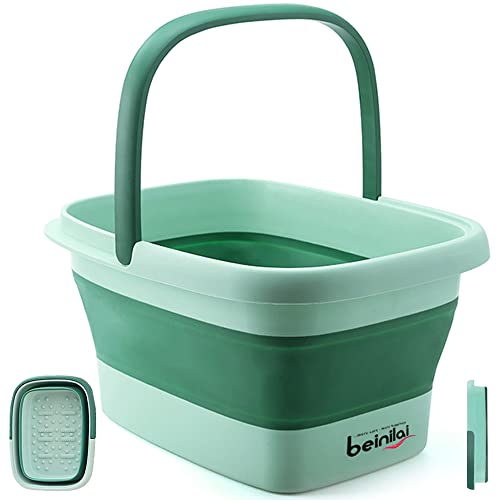 Collapsible Foot Bath Basin with Massage Rollers - Green