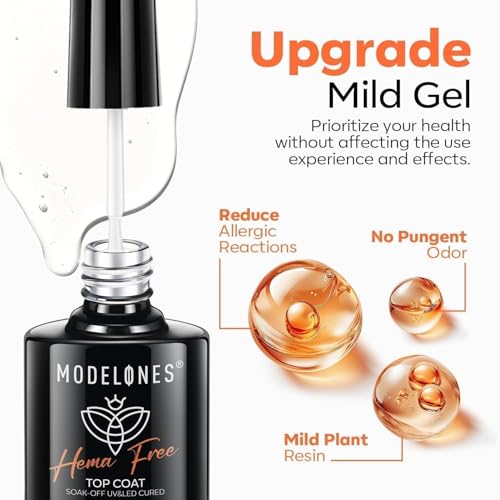 Modelones HEMA-Free Gel Top & Base Coat Set - Clear Glossy UV/LED Cure
