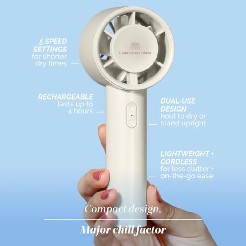 LONDONTOWN Cool Set Nail Fan - 5-Speed Rechargeable Dryer