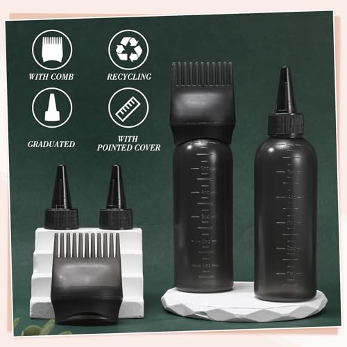 Hair Dye Applicator Bottles 6oz Comb Tip - 2 Pack