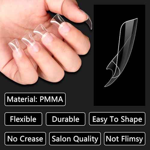 Laza 600pcs Short Duck Nail Tips 12 Sizes Box-packed Clear Duck Nails Half Cover Wide Nail Tips French False Nail Tips for Acrylic Nails Extension Tips ? 22MM