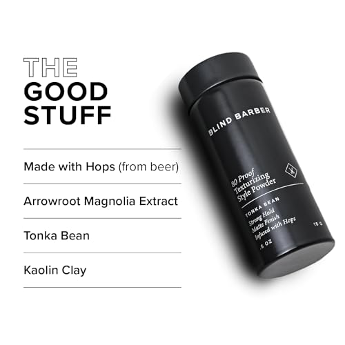 Blind Barber 80 Proof Texturizing Powder - Hair Styling Texture Powder for Men - Builds Weightless Volume - Matte Finish - Medium-to-Strong Hold Hair Products (0.5 oz)