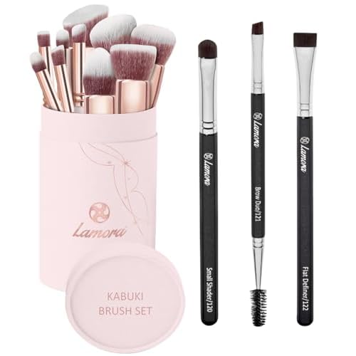 Kabuki Makeup Brush Set with Eyebrow Brush Set