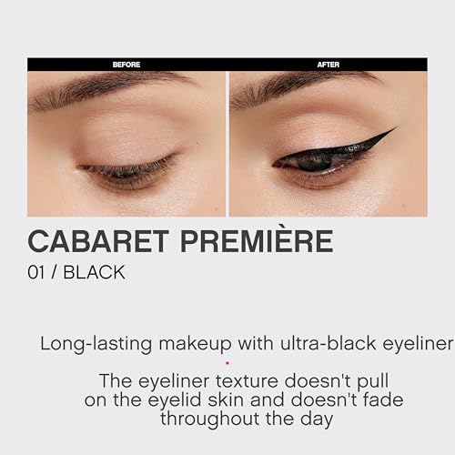 Vivienne Sab? Cabaret Premiere Eyeliner Pen ? Ultra Black Eyeliner Pencil with Felt Tip, Smudge-Proof and Longwearing, Quick-Dry Liquid Formula for Precise Eye Definition, 0.04 fl oz