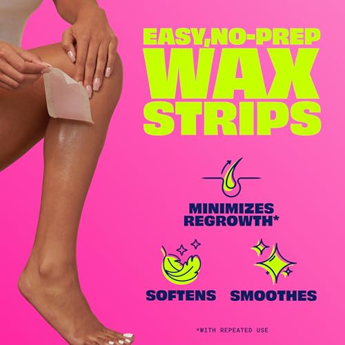Nair Hair Remover Wax Ready Strips for Legs & Body, No Mess Waxing Kit for Hair Removal, 3-pack Wax Strips, 40ct Each Wax Kit