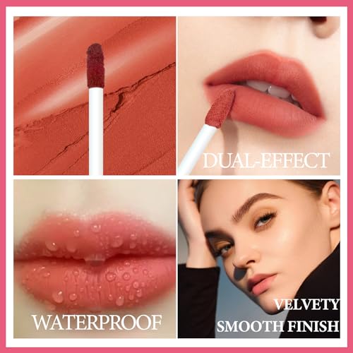 Christmas Gift for Women, 7 Pcs Gift Box Set Include Matte Lipstick, Lip Balm, Lip Lotion and Necklace, Easy to Match with Different Makeup looks, Birthday Makeup Set Gift for Girls-02