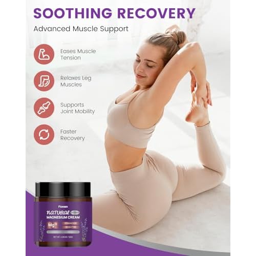 Magnesium Lotion for Sleep, Magnesium Cream(300mg/tsp) for Muscle Relief, Magnesium Butter for Deep Hydration with Lavender Oil, Shea Butter, Vitamins E & D3, Gentle for Kid, 120g/4.23oz