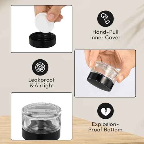 4 Pack Clear Small Glass Jars with Lids and Inner Liners, 30 ml Reusable Small Glass Containers for Creams, Lotion, Cosmetic, Spice, Powder