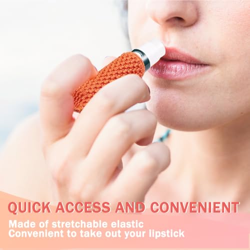 WK IEASON Lip Balm Holder Keychain, Christmas Stocking Stuffers Gifts, 6PCS Clip on Pouch Lip Gloss Holder Compatible With Chapstick Sleeves Holder Key Chains Women Cute Elastic Lipstick Holder