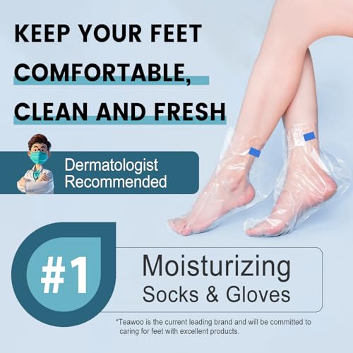 TEAWOO 200-Pack Disposable Plastic Foot Covers for Moisturizing & Pedicures