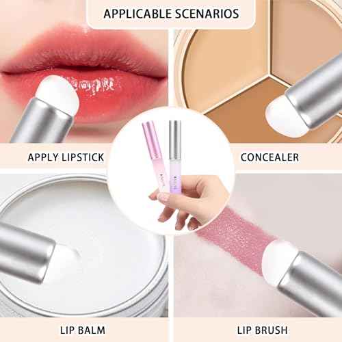 2PCS Silicone Lip Brushes, Lip Applicator, Makeup Brush for Concealer, With Gradient Color Handle£¨Pink + Purple£©