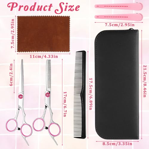 Professional Hair Cutting Scissors Kit - 7 Piece Set Pink