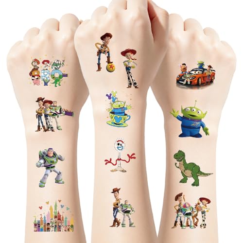 60 Pcs Cartoon Temporary Tattoos for Kids - Fun Anime Stickers