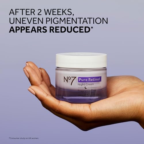 No7 Pure Retinol Night Cream - Collagen-Boosting Retinol Cream that Visibly Smoothes, Plumps & Firms Complexion - Dermatologist Approved & Fragrance-Free (1.69 Fl Oz) (Pack of 2)